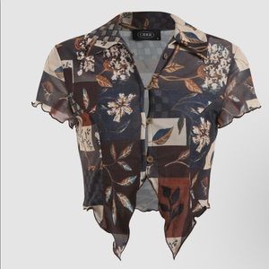 Floral and Leaf Crop Top